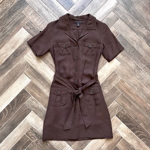 Like new! Vintage Brown Linen and Silk Safari Dress by Banana Republic Sz 0